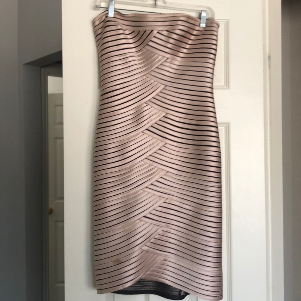 BCBG Maxazria metallic cocktail dress